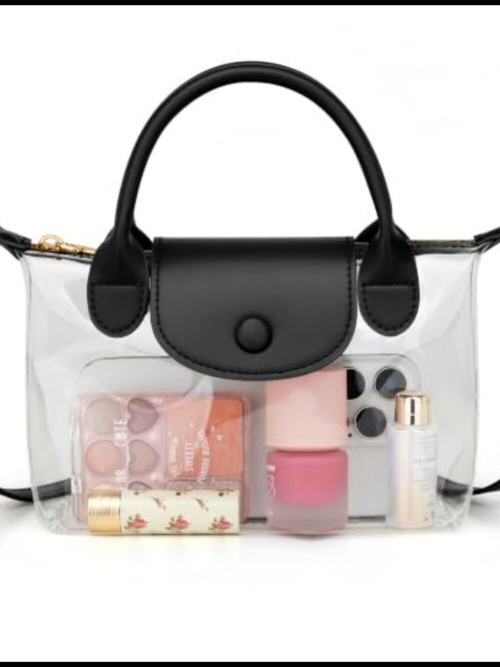Clear PVC Crossbody Mini Top Handle Bag Adjustable Strap